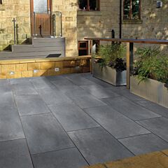 Alfa Storm - Dark Grey Porcelain Patio Paving Slabs (900 x 600 x 20 mm ...