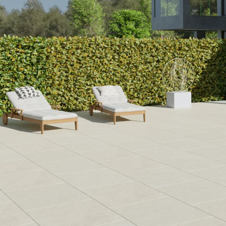Bourton Cream Light Buff Patio Porcelain Paving Slabs 900 x 600 x