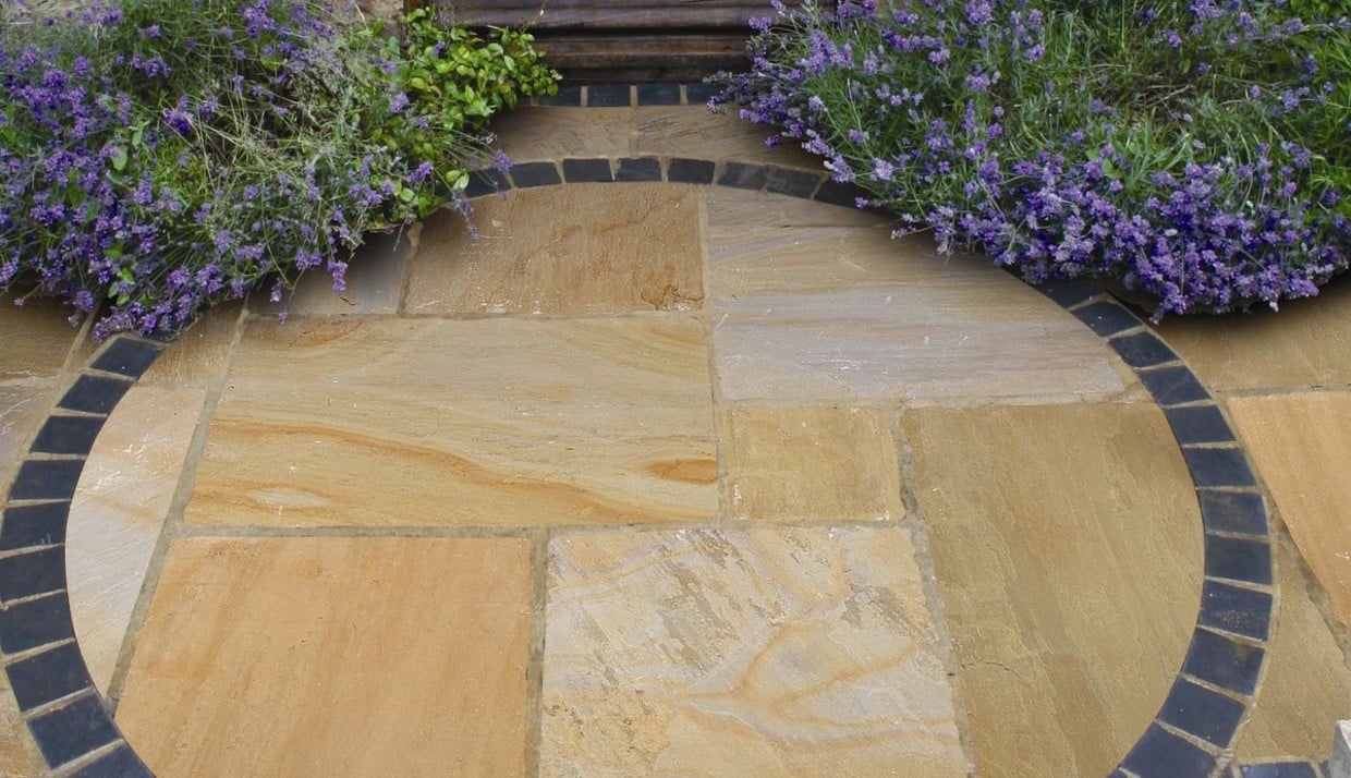 Grey stone garden edging