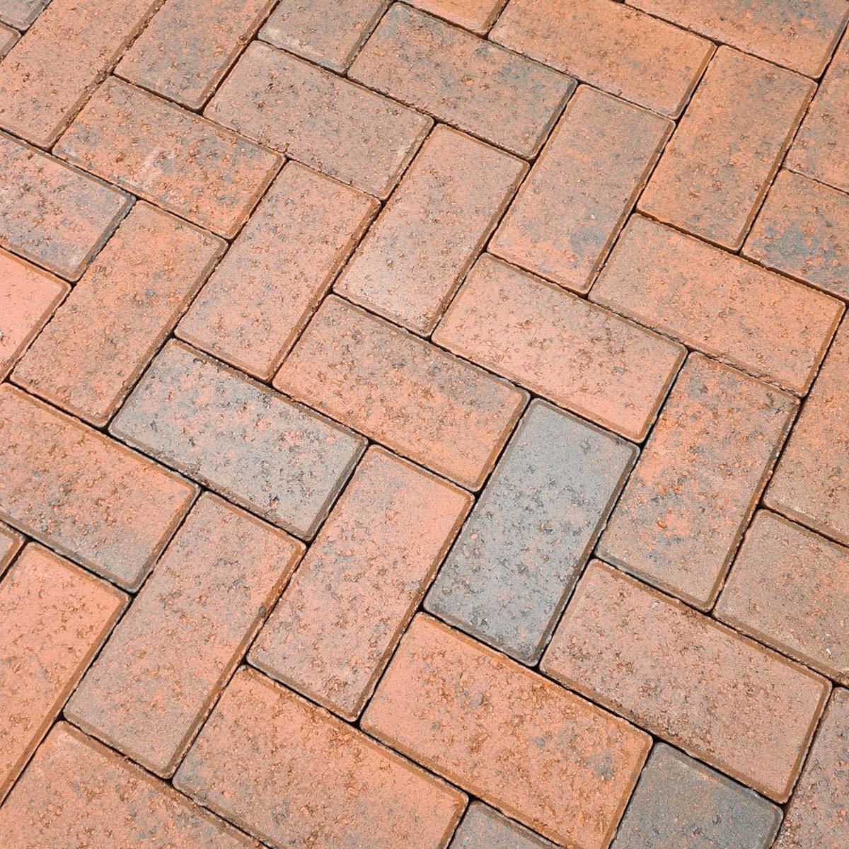 Formpave Red Brindle Driveway Block Paving - herringbone pattern (wet blocks)