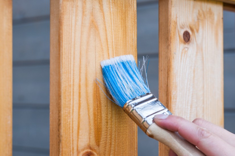 Painting a fence panel