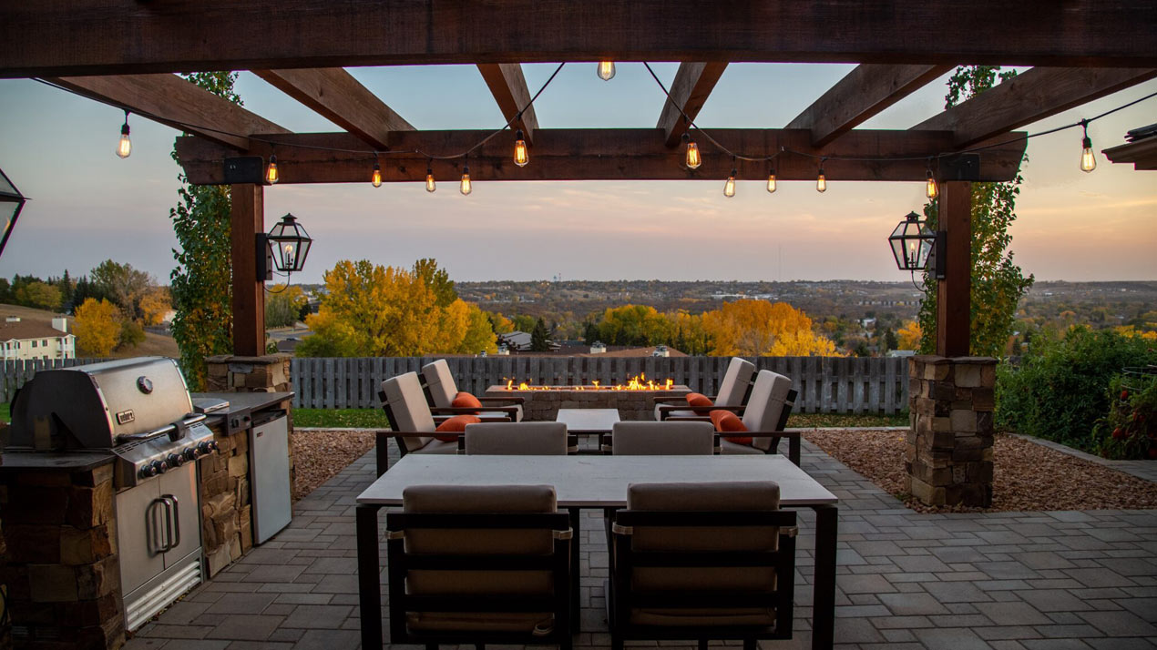 Pergola with Outdoor Kitchen & Dining Area