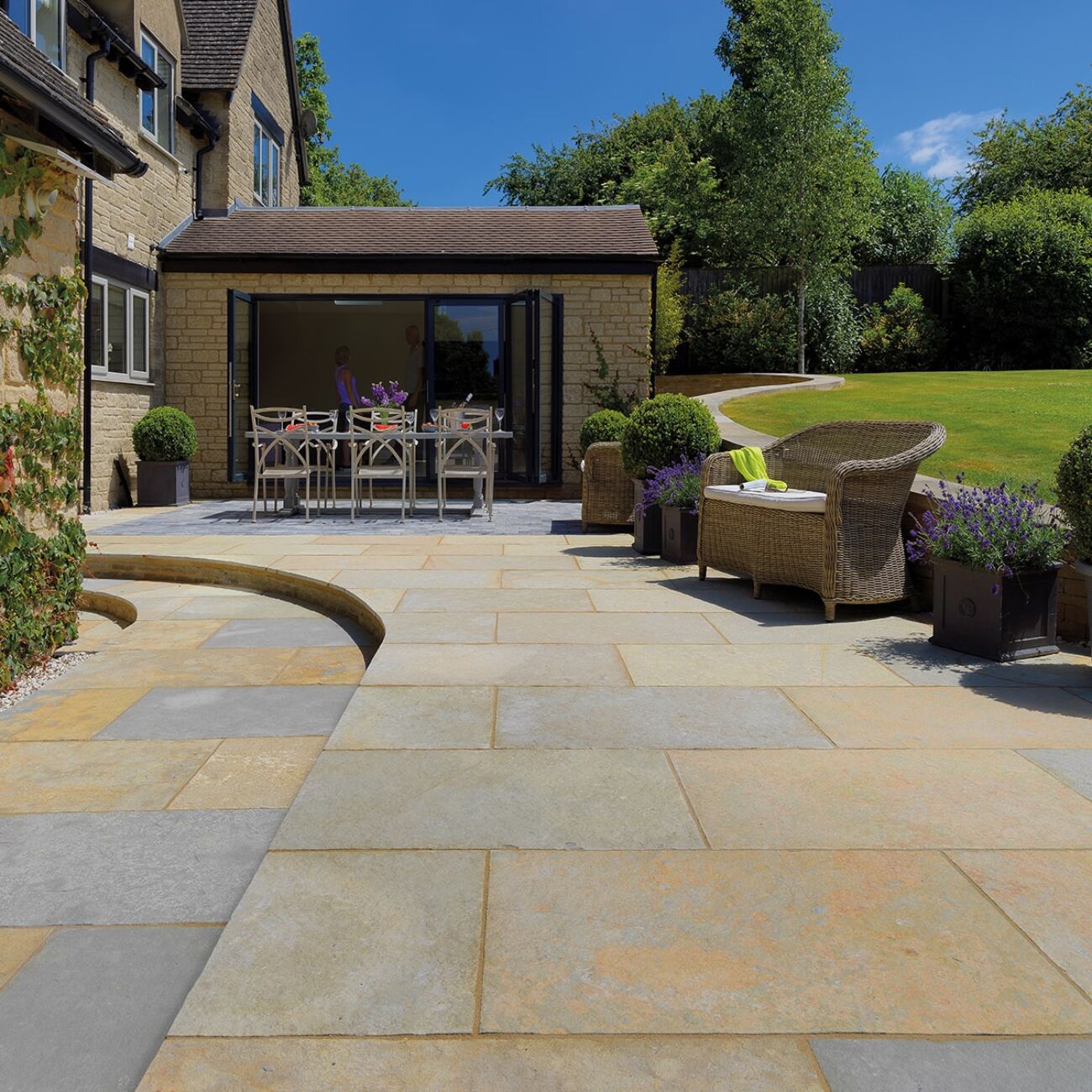 Limestone patio paving