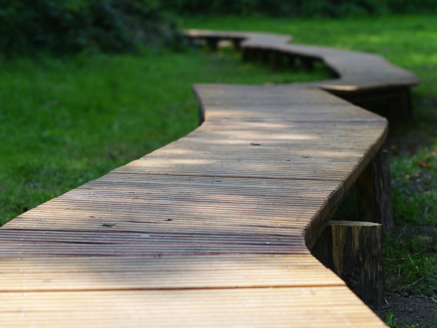 Modern wooden boardwalk