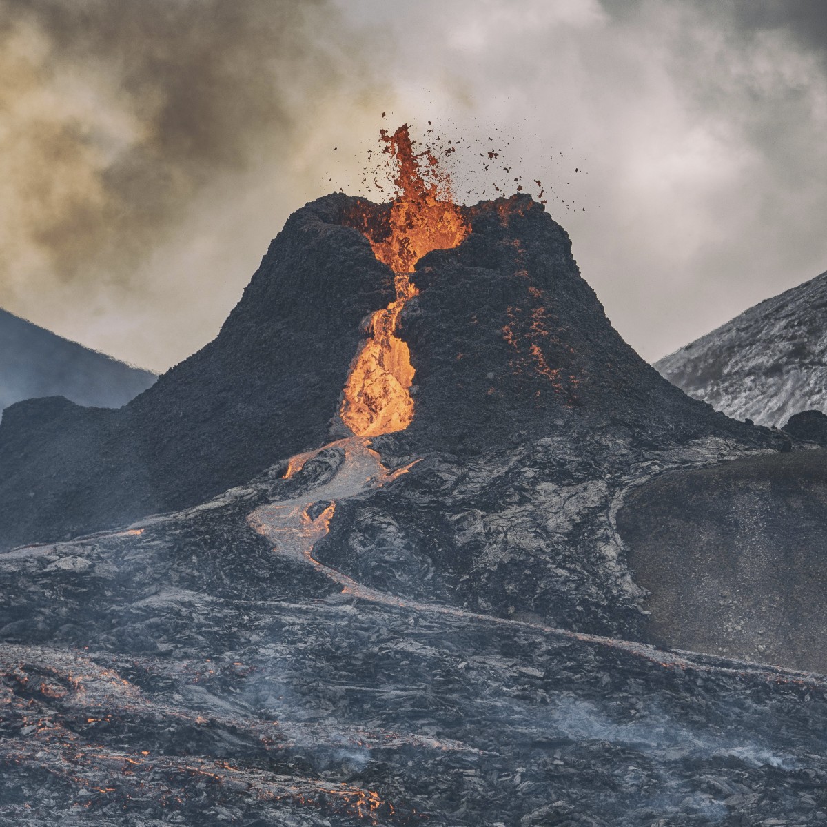 volcano erupting volcanic landscape