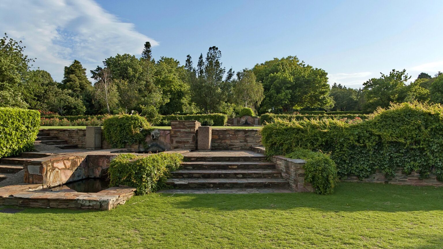 Terraced Lawns with retaining walls