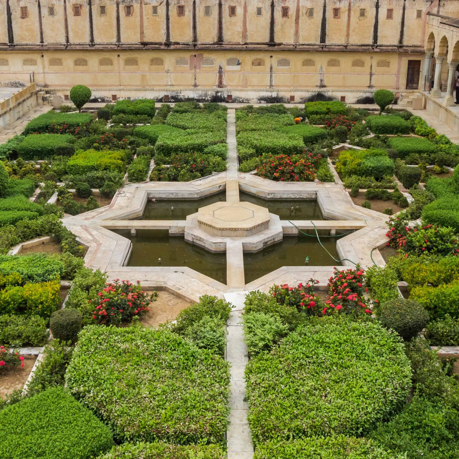 Formal Garden - Central Courtyard of the Amer Fort in Jaipur, India
