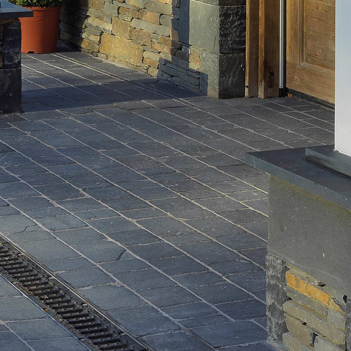 Black Limestone Block Paving